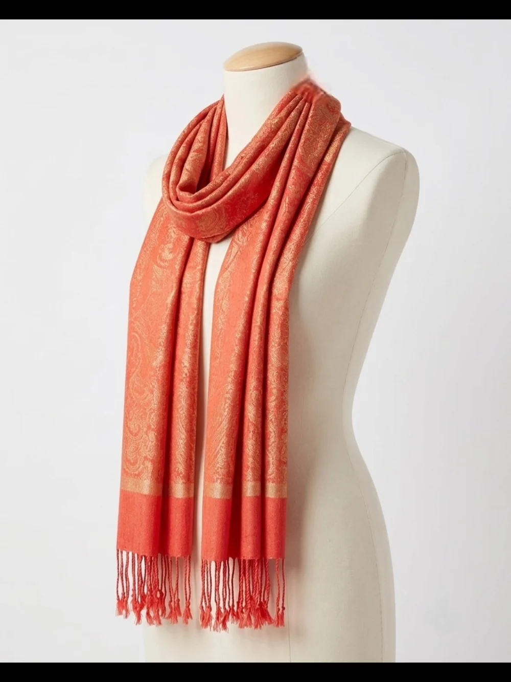 Italian Paisley Cashmere-Silk PashminaWomen’s Coral Paisley Scarf